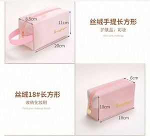 Wholesale Private Label Travel Casual Velvet Flannel Material Make up <b>Bag</b> Packable Cosmetic <b>Bag</b> for Women Organizer - Product Image 2