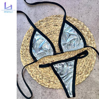 Nieuwe Mode Custom Hoge Kwaliteit Fabrikant Vrouwen Designer Luxe 2 Stuk Mode Glitter String Hoge Taille Bikini