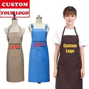 Logo d'impression publicitaire <span class=keywords><strong>de</strong></span> haute qualité noir Long Chef <span class=keywords><strong>cuisine</strong></span> bavoir tablier personnalisé pour salon <span class=keywords><strong>de</strong></span> beauté - Product Image 1