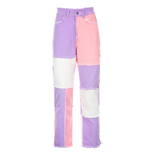 Color Block High Waist Flare Jeans mit Taschen Streetwear <span class=keywords><strong>Sexy</strong></span> Damen hose Bell <span class=keywords><strong>Bottoms</strong></span> Denim Jean Pants - Product Image 2