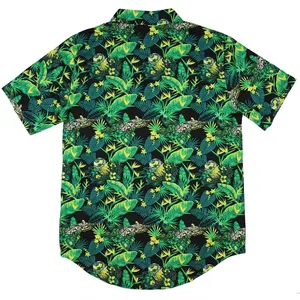 Top Quality Customized Green Men Summer Short Sleeve Hawaiian Beach Shirt