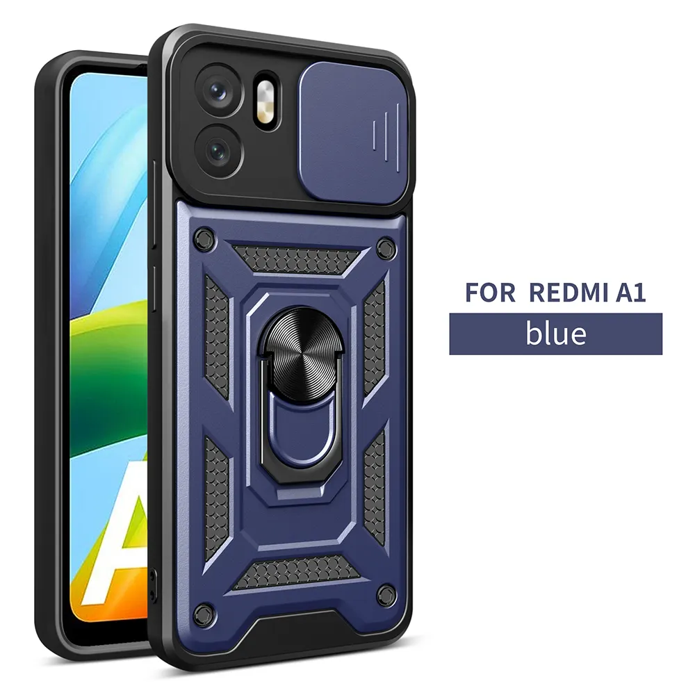 Military Grade Protective Armor Cases For Redmi A1 4G A1+ Plus Phone Case Cover With Stand Ring Holder And Lens Window