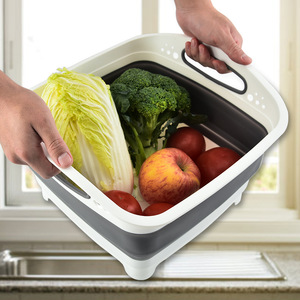 Foldable Vegetable Washing Basin Multifunctional Colander With Handles For Kitchen Use Grayish White - Product Image 1