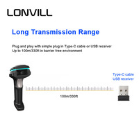 LONVILL Lecteur de codes QR à port Type-C personnalisé Scanner de codes à barres 2D, pistolet de scanner rfid à vendre