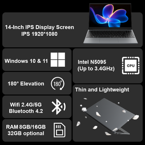 Hardware Software Customize 14 Inch Laptop 8GB RAM 256GB SSD 180 Degree Open Office Personal Computer for Home Student - Product Image 2