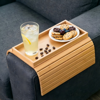 Plateau d'accoudoir de canapé en bambou avec rainure, table d'appoint pour canapé de salon, porte-gobelet, accessoire pour la maison