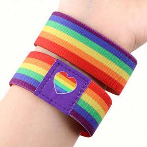 Custom Elastic Wristband <b>Rainbow</b> <b>Bracelet</b> NFC Rfid Wristband Men Armband Sport Wrist Band Elastic Bangle <b>Bracelet</b> - Product Image 5