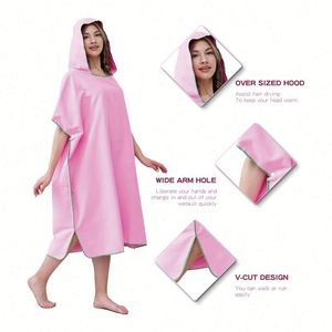 Serviette de plage à séchage rapide avec capuche, logo personnalisé, sans sable, en microfibre, poncho à capuche pour adultes et enfants - Product Image 3