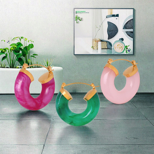 Pendientes Huggie Grandes de Acero Inoxidable con Baño de Oro de 18K, Transparentes, Verdes y Rosas, Estilo Vintage, Impermeables, de Moda para Fiesta - Product Image 3