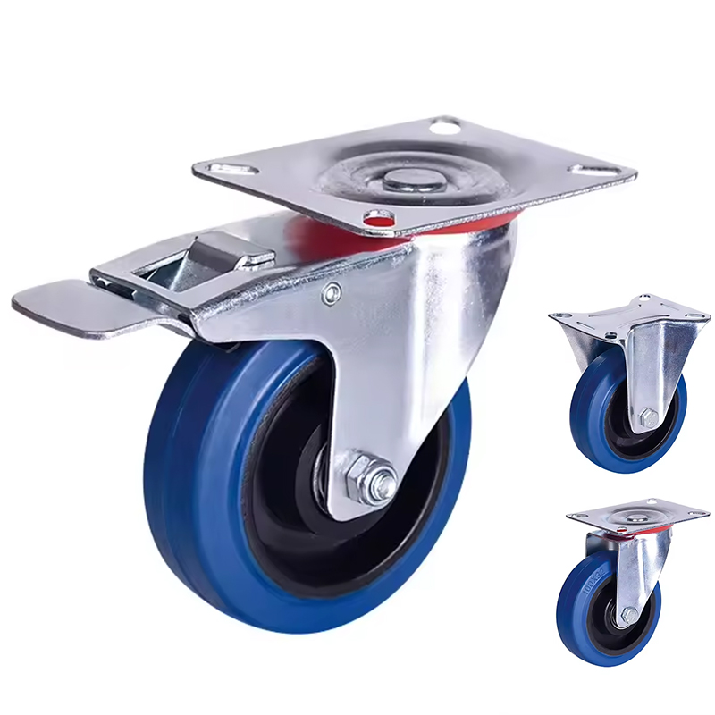 RILIDRI 3-Inch Swivel Stem Caster, 7/16-Inch Stem Diameter Rubber Wheel Heavy Duty Tpr Replacement Wheels For Rubbermaid Mop Bucket Cart Grill Casters 4 Pack