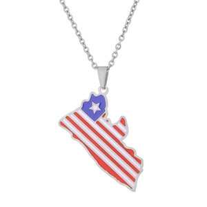 Collares de Joyería de Moda de Acero Inoxidable Impermeables con <span class=keywords><strong>Mapa</strong></span> Nacional de <span class=keywords><strong>Liberia</strong></span>, África Occidental, y Banderas, Venta al por Mayor para Mujeres y Hombres - Product Image 5
