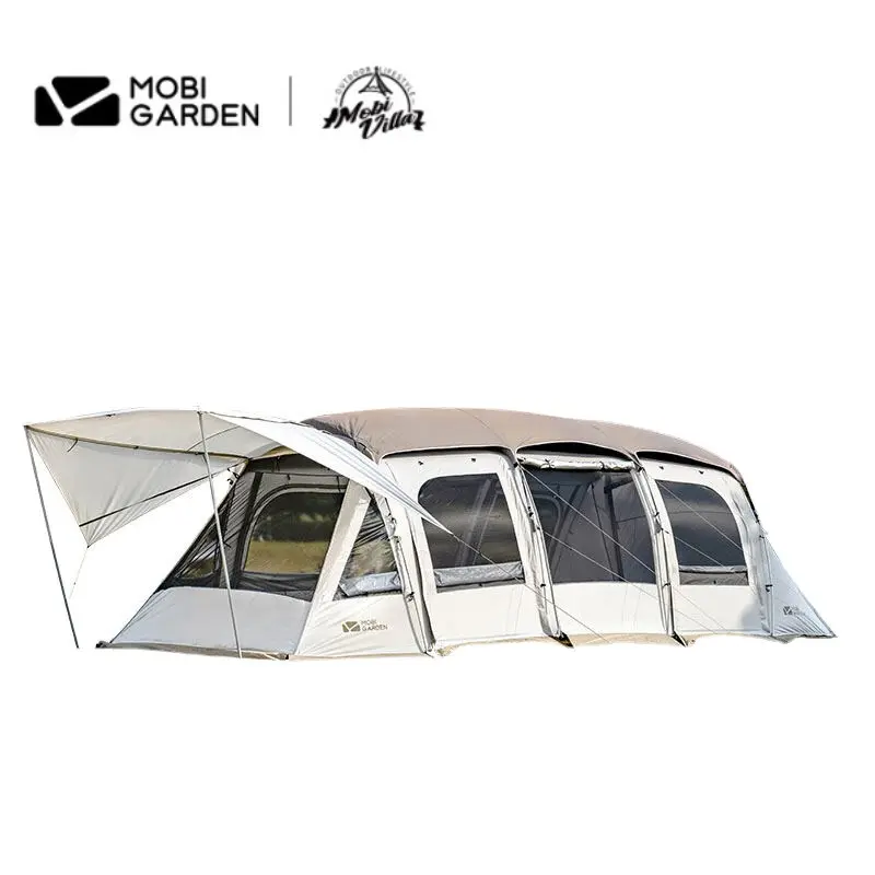 MOBI-tienda de campaña para jardín, equipo de acampada al aire libre, a prueba de viento e impermeable, dos habitaciones, un salón, tienda de túnel espacial grande, LanSheng