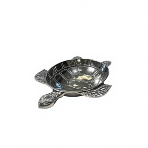 Tazón de Metal en Forma de Tortuga, Hecho a Mano, Pulido, Diseño Novedoso para Servir Alimentos, Regalos, Fiestas, Tazón Plateado para Dulces y Frutos Secos - Product Image 1