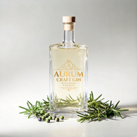 Bouteille de luxe 530 ml en verre super flint à fond épais avec bouchon en liège, vide, pour spiritueux, liqueur, whisky, vodka, brandy, gin, vente en gros personnalisée, directement de l'usine