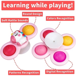 3pcs bébé ventouse spinner toys infantile toupie jouet de bain ventouse fossette sensorielle fidget jouet de filature pour l'apprentissage des tout-petits - Product Image 5