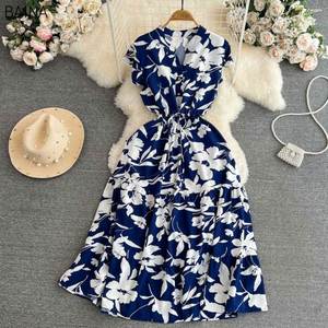 Nuevos Vestidos Elegantes con Estampado Floral, Mangas Volantes de Lujo Ligero, Vestido con Cordones Ajustables, Ropa Casual de Alta Gama para Mujer - Product Image 4