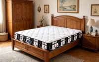 Matelas à ressorts ensachés direct usine avec couche supérieure en mousse à mémoire de forme confortable, respirant et compressé sous vide