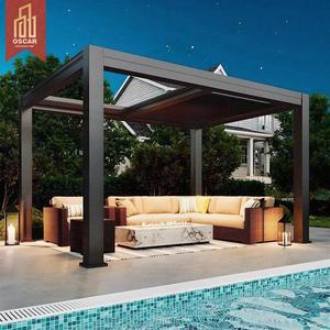 Arches motorisées rétractables en aluminium de luxe, résistantes aux intempéries, avec éclairage LED, pour jardin, patio, balcon, pergola rétractable - Product Image 1