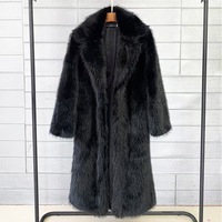 Nouvelle collection automne-hiver : Manteau long en fausse fourrure de renard pour femme, col en V, tissé, épais et chaud, avec col tailleur, grandes tailles