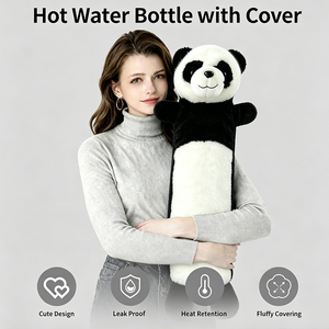 Couverture en peluche OEM <span class=keywords><strong>Panda</strong></span> pour bouteille d'eau chaude en caoutchouc, longue et moelleuse, pour sacs d'eau chaude en caoutchouc - Product Image 4