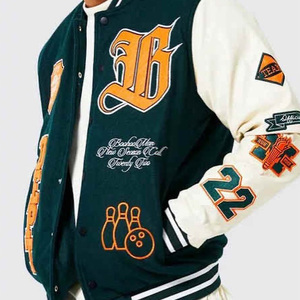 แจ็กเก็ตเบสบอลของผู้ชายขนาดใหญ่พิเศษออกแบบได้ตามที่ต้องการโลโก้ปักลายตัวอักษร - Product Image 2