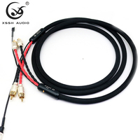 Cable de Audio RCA de Alta Fidelidad Premium, Interconexión 2RCA a 2RCA con Cable de Tierra en Forma de U, Cable de Señal Anti-Interferencia para Sistema Hi-Fi