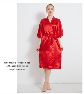 ODM OEM Winter Hotel Use Unisex <strong>Robe</strong> Quick Dry Thermal Plus Size Satin Bathrobe Silky Pajama Gown Bride Bridesmaid Front Knee - Product Image 5