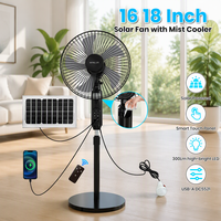 Ventilateur Solaire Rechargeable avec Brumisation et Refroidissement, Ampoule Externe Extensible 16-18 Pouces, Mode Vent Naturel, Batterie au Lithium pour Usage Domestique
