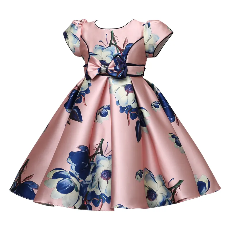 Musim Panas Terbaru Western Desain Pola Pakaian Pesta Anak Anak Gadis Gaun untuk Anak Gadis
