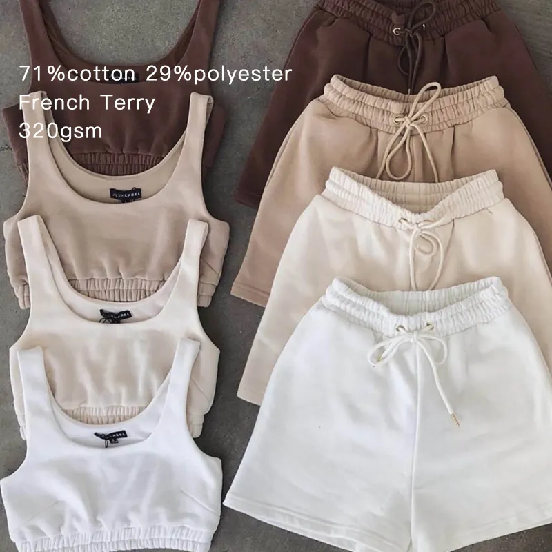 Conjunto de calças curtas feminino personalizado, conjunto de 2 peças de roupas curtas femininas e em cor sólida, duas peças de 2022