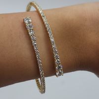Bracelet Demi-Manchette en Diamant de Laboratoire Rond, Or Blanc 14K, pour Femme, Style Romantique Certifié par RATAN JEWELS