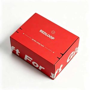 Caja <span class=keywords><strong>de</strong></span> Cartón Corrugado Reciclable Roja con Logotipo Circular Minimalista Personalizado para Envíos <span class=keywords><strong>de</strong></span> Artículos Pequeños en Días Festivos - Product Image 4