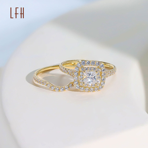 แหวนทองคำแท้18K สุดหรูแหวนแต่งงาน CZ สีขาวตัดกลมแหวนหมั้นสำหรับผู้หญิงทองแท้เครื่องประดับ18K มีใบรับรอง - Product Image 3