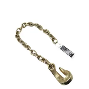 G80 Golden Galvanized Binding Chain With 1 Eye Bending Hook Tie Down Chain ISO9001.