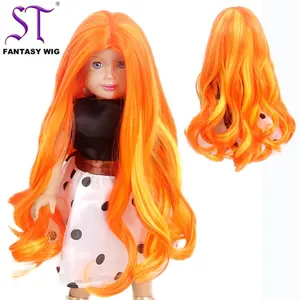 厂家直销价格漂亮便宜的娃娃假发橙色长卷发合成娃娃假发