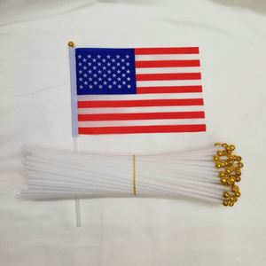Drapeaux à main miniatures QM écologiques anti-rides à séchage rapide avec mât en acrylique, bâton personnalisé, drapeaux à agiter portatifs personnalisés - Product Image 6