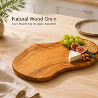 Tabla de Quesos de Madera de Olivo con Forma Orgánica para Charcutería, Frutas, Galletas, Uso en Cocina y Decoración del Hogar