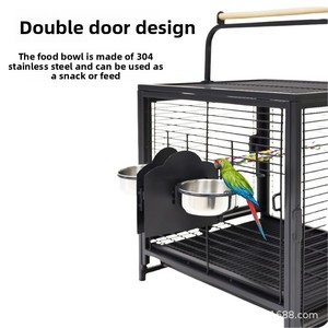 Portable Bird Cage for <strong>Parrots</strong> <strong>Car</strong> Mounted Outdoor Use Small Bird House with Food Bowl and Standing Stick Medium Size - Product Image 4
