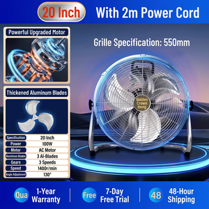 Ventilador de Piso Jin Guan Heng de 20 Pulgadas, Motor AC, 3 Velocidades, Aspas Metálicas, Viento Potente, Uso Comercial - Product Image 3