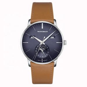 Montre mécanique pour homme, multifonction, phase de lune, date, bracelet en cuir véritable, style business - Product Image 3