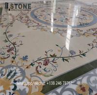 Marmor-Wasserstrahl-Produktion: Wunderschönes Marmormedaillon für Bodenbeläge, hergestellt von Marble Carpet Footcloth Foshan