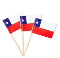 Drapeaux de cocktail Chili, pics à cocktail avec drapeau chilien, 1,4 x 1 pouce, impression recto-verso, en papier, sur bâtonnets en bois