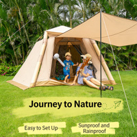 Tente de camping gonflable d'extérieur, tente familiale automatique Oxford pour 3 à 5 personnes avec auvent pour le camping en pleine nature