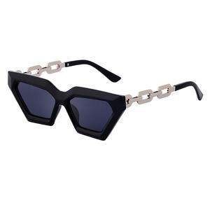 Lunettes de soleil œil de chat style européen et américain, monture en métal noir, protection UV400, pour femme, ZS 98039 - Product Image 2