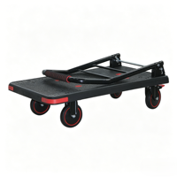 Chariot à plateforme pliable en plastique noir 60*90cm, robuste, manuel, capacité de charge 400kg, chariots à main