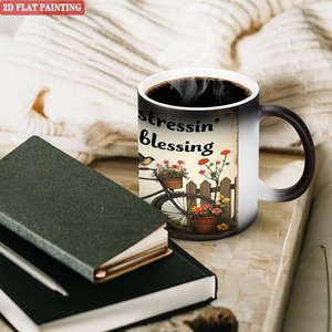 Taza Mágica Personalizada con Diseño de Aniversario, Negra Esmerilada, 11 oz, Cerámica, Sensible al Calor, Taza Blanca - Product Image 3