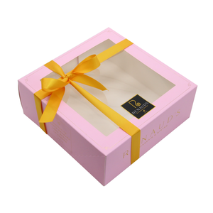 Emballage rose personnalisé de confiserie sucrée artisanale de bonbons cookie gâteau biscuit boîte-cadeau de papier de pâtisserie dessert beignet avec fenêtre - Product Image 3