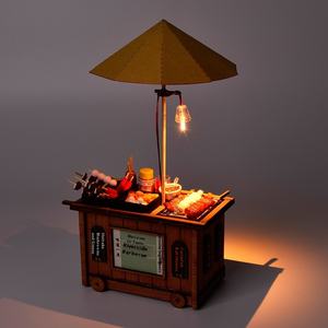 Modelo de juego de comida Retro creativa cabaña de madera ensamblada a mano adornos de Teatro de escena callejera china y japonesa juguetes y regalos DIY - Product Image 1