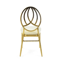 Élégantes Chaises Phoenix Chivari Rembourrées Plaqué Or et Blanc Galvanisé pour Dîner, Hôtel, Mariage et Événements