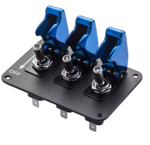 Interrupteur d'allumage universel 12V pour voiture Couverture bleue Surface <span class=keywords><strong>3</strong></span> Gang Panneau d'interrupteur à bascule pour voiture de compétition sportive de course - Product Image 1